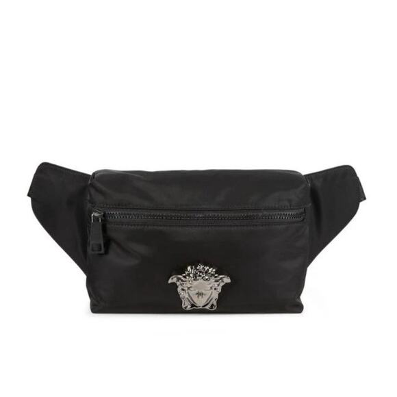 NWT Versace La Medusa Pallazo Black Nylon Fanny Pack Bum Belt Sling Bag $900 - Picture 1 of 13